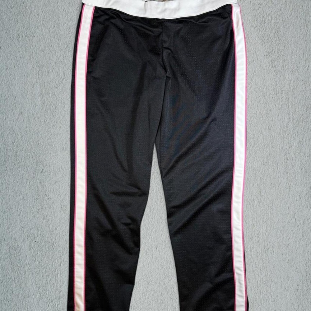 Nike Womens Black Track Pants White Pink Side Stripe Athletic Size L